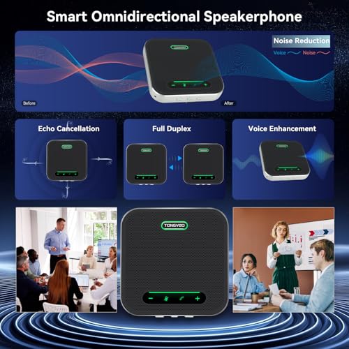 Wireless Conference Speaker and Microphone, 2-in-1 Daisy Chain Bluetooth Speakerphone with 4 Mics Arrays and 360° Voice Pickup and Noise Reduction,Bluetooth/USB/Dongle connection Methods for 30 People - color: Jet