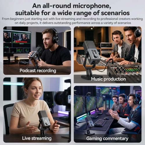 ELUTENG USB Gaming Microphone RGB Lighting Noise Cancelling | PC Streaming, 5ft USB to USB-C Cable, Desktop Mic, Podcasting, Singing, Recording, Meeting