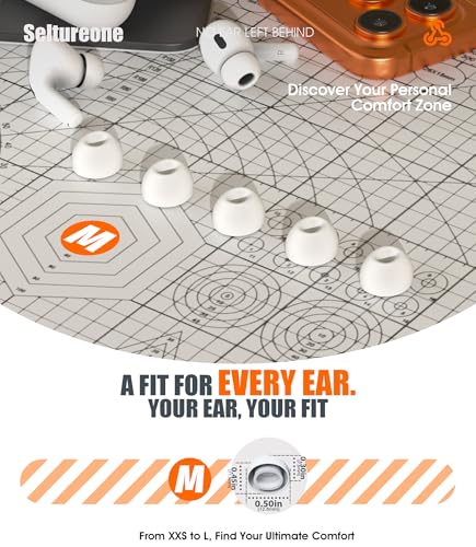 5 Pairs Replacement Ear Tips for AirPods Pro 3 (Medium) | Foam-Infused Hybrid Silicone Eartips for AirPods Pro 3 Ear Tips Accessories with Cleaning Pen & Storage Box - size: M