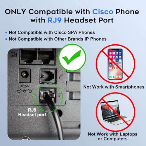 MKJ Headset for Cisco Phones Dual Ear Landline Headset with Noise Cancelling Microphone for Cisco Telephone CP-7821 7841 7941G 7942G 7945G 7960 7961G 7962G 7965G 7971G 7975G 8841 8865 9971 - color: Basic Duo Headset