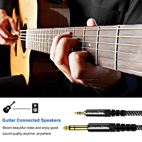 3.5mm to 6.35mm Stereo Audio Cable 6 ft, 1/4 to 1/8 Audio Cable,3.5mm Male to 6.35mm Male TRS Nylon Braid Cable Compatible for iPod, Laptop,Home Theater Devices, and Amplifiers (6FT/2M) - size: 6FT/2M