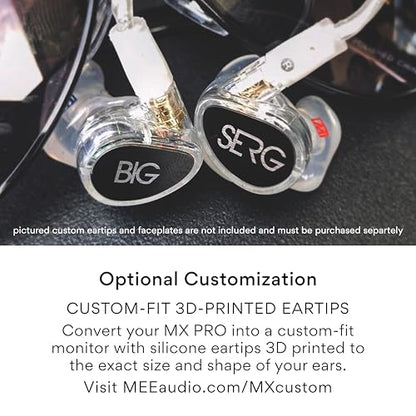 MEE audio Professional MX4 PRO Quad-Driver Hybrid Musicians In Ear Monitor Headphones with High-Resolution Reference Sound, Noise Isolating Earbuds Earphones with Detachable Cables, Transparent - color: Clear, size: MX4 PRO
