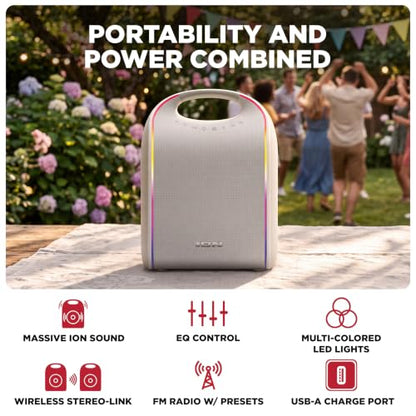 ION Glow Tone Outdoor Portable Bluetooth Speaker with Dynamic LED Lights - style: Glow Tone