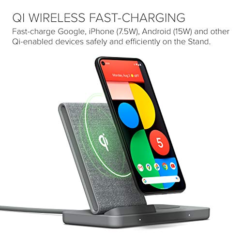 iOttie iON Wireless Duo CERTIFIED BY GOOGLE 15W Stand + 5W Pad Qi-Certified Charger | Compatible with Google, Google Pixel, Pixel Buds | Includes Power Cable & Adapter | Dark Grey - style: iON Wireless