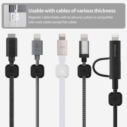 Sinjimoru Magnetic Cable Clips 3 Pack, Self Adhesive Cord Organizer, White