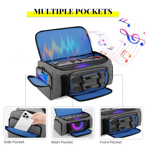 Speaker Bag Compatible with JBL PartyBox On The Go & On-The-Go Essential | Portable Speaker Carry Tote with Pockets for 2 Mics, Cables & Chargers, Top & Front Openings for Playback, Bag Only, Gray - color: Grey
