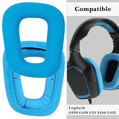 Linkidea Replacement Ear Pads for Logitech G430, G930, G35, F450, G432, G332 Headphones, Ear Covers (Mesh Fabric/Blue)
