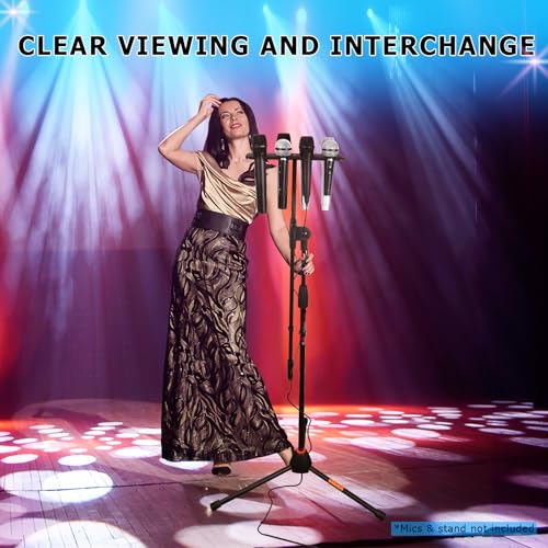 Multi Microphone Holder, Up to 8 Mics, Ideal Mics Holder for Stage Organization and Display, with 3/8"-16 Threaded Adapter, Aluminum, Black