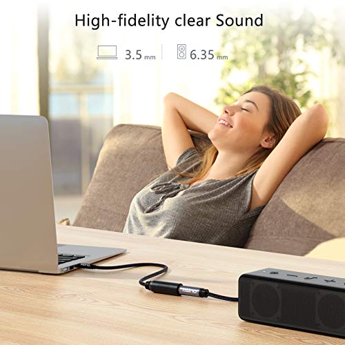 Tisino Female 1/4" to 3.5mm Male Stereo Audio Adapter Cable, 10ft/3m | 3.5mm Male to 1/4" Female TRS Stereo Jack Adapter for Headphones/Guitar/Piano/Amplifiers, Gold-Plated Shielded Cable - size: 10 feet