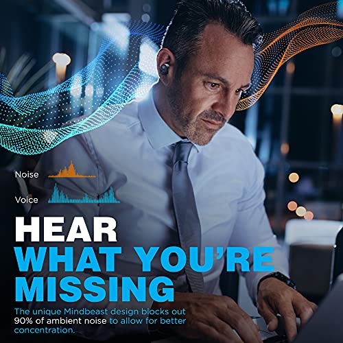 Wireless Earbuds Noise Cancellation Deep Bass Immersive Sound Headphones | Bluetooth Earphones, IPX5 Waterproof, 36-Hour Battery Life, Compatible with iPhone, Samsung, Android, PC, MINDBEAST T98 Black