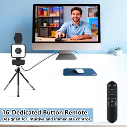 4K USB Webcam with Dual Microphones, 9X Hybrid Zoom | Auto Light Correction, 86° Wide Angle for Video Conferencing, Live Streaming, Remote Work, Compatible with PC Desktop Laptop