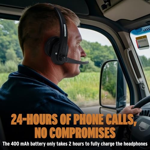 Trucker Bluetooth Headset, Bluetooth 5.0 Noise Cancelling Microphone | Professional Wireless Headset, Adjustable Headband Multi Device Pairing, 24 Hour Battery, Hands Free for Drivers & Work - color: BT3500