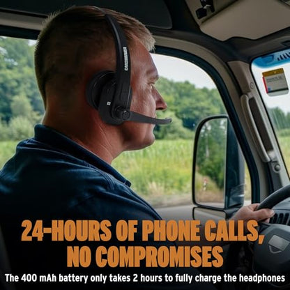 Trucker Bluetooth Headset, Bluetooth 5.0 Noise Cancelling Microphone | Professional Wireless Headset, Adjustable Headband Multi Device Pairing, 24 Hour Battery, Hands Free for Drivers & Work - color: BT3500