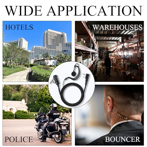Walkie Talkie Earpiece with Mic PTT 2 Pin G Shape Headset Ear Piece, 5 Pack | Radio Earpiece Compatible with Baofeng UV-5R BF-888S Retevis H-777 RT21 RT22 Arcshell AR-5 Kenwood 2 Way Radio