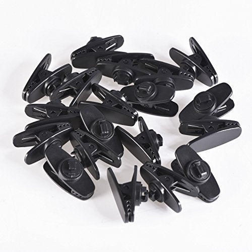 BBTO 20 Pieces Clips for Earphone Wire 360 Degree Rotate Black Earphone Cable Clothing Clip for Fixing Headphone Wire (1.18 Inches)