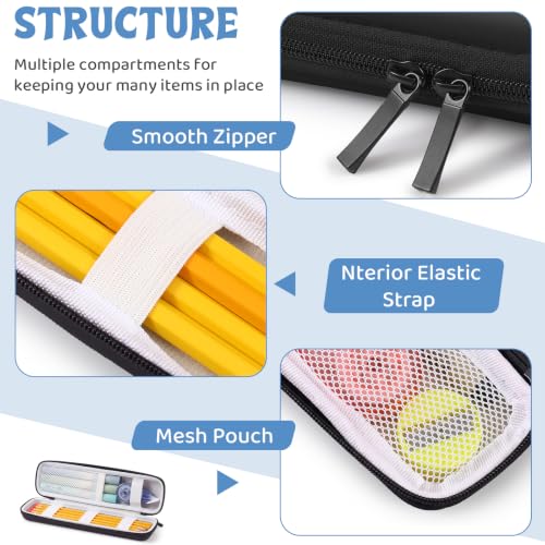 Mudder Hard Shell Slim Pencil Case Small Pen Bag Stylus Case Holder EVA Waterproof Pocket Protectors Organizer for Fountain Pen Headphones Traveller Adults(Black) - color: Black
