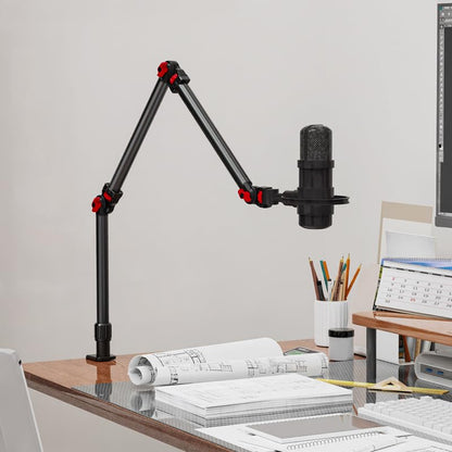 REFLEX CAMERA 37" Articulating Magic Arm Overhead Camera Mount – 3.3kg Load Capacity, Boom Arm with 1/4" Screws, 2-60mm Clamp Range Ideal for DSLR, Photography, Videography & Streaming