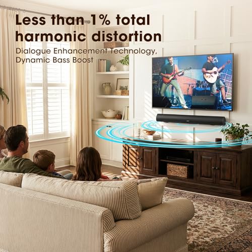 BESTISAN Soundbar, TV Sound Bar with Wired HDMI and Wireless Bluetooth 5.0 Home Theater System (28 Inch, Enhanced Bass Technology, 3-Inch Drivers, Bass Adjustable, Wall Mountable, DSP) - color: 28 inch black