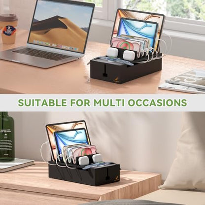 Pezin & Hulin Bamboo Cable Management Box, No Power Adapter -Black - color: Black