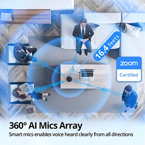 EMEET M1A USB Speakerphone, Built-in Mics, 360° Voice Pickup, Plug&Play | USB C & C-A Adapter, Computer Speakers with Fast Mute, Noise Reduction, Echo Cancellation for 5-8 People for Zoom Teams - size: Zoom Certified USB M1A for 6 People