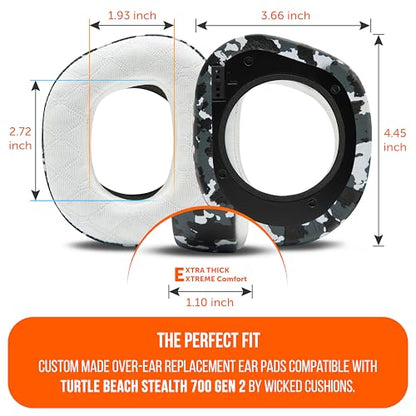 WC Freeze V2 Stealth 700 Gen 2 - Earpads for Turtle Beach Stealth 700 Gen 2 | Made by Wicked Cushions | New Freeze V2 Cooling Fabric, Enhanced Comfort & Isolation | Snow Camo - color: Snow Camo