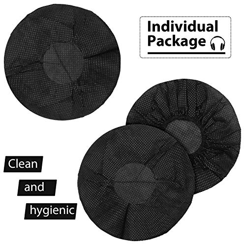 BBTO 300 Pieces Disposable Headphone Covers Non Woven Sanitary Fabric Headset Earphone Covers for Ear Pad Headphones(L-11 cm,Black) - color: Black, size: L-11 cm