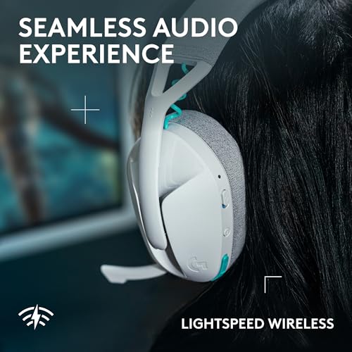 Logitech G321 Lightspeed Wireless Gaming Headset - White | Dynamic Comfort and fit, 16 kHz Boom mic, 20+ hrs Battery, for PC - color: White