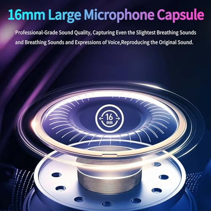 USB Gaming Condenser Microphone for PC/Desktop,192kHz/24Bit,Noise Cancellation,Monitoring,Quick Mute & RGB Lighting,USB PC Mic for Laptop,Podcast,Streaming,Recording Black