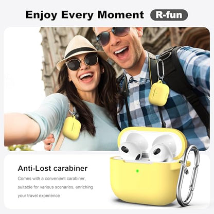 for AirPods 3 Case Silicone Cover, Yellow | Compatible with Apple AirPods 3rd Generation (2021) with Keychain & Cleaner Kit, Wireless Charging Compatible - color: I3-Yellow