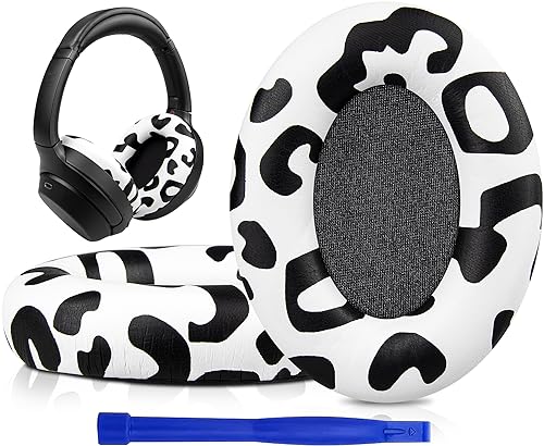 SOULWIT Professional Earpads Cushions Replacement for Sony WH-1000XM3 (WH1000XM3) Over-Ear Headphones, Ear Pads with Softer Protein Leather, Noise Isolation Memory Foam, Added Thickness (Snow Leopard) - color: Snow Leopard