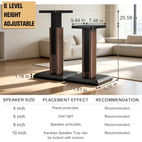 Height Adjustable Speaker Stands Pair 17.7 to 25.6 Inch, Wood Grain - color: Wood, size: 17.7''to 25.6''