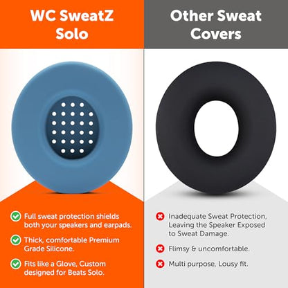 WC SweatZ Solo - Patented Earpad Sweat Covers for Beats Solo 4, Solo 3 & Solo 2, Made by Wicked Cushions | Sweatproof & Machine Washable | Blue Slate - color: Blue Slate
