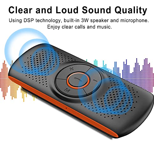 Skybess Bluetooth Car Speaker for Cellphone, Portable Bluetooth 5.3 Handsfree Speakerphone Wireless Music Player Car Kit with Visor Clip, Supports Siri & Google Assistant | TF Card Play