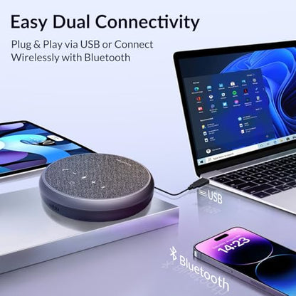 FreeChat Conference Speakerphone, 3 AI Mics 360 Voice Pickup | Smart Noise Cancelling, Portable Speaker for Video Calls, Home Office & Small Team Meetings - color: FreeChat 101(3 Mics)