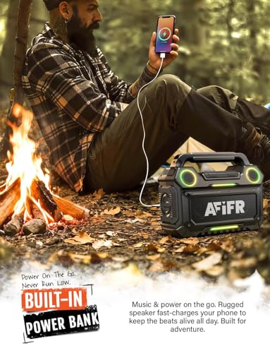 Outdoor Bluetooth Speaker 160W: IP67 Waterproof, 24H, TWS | Rugged portable speaker with deep bass, LED lights, TWS pairing for parties, beach, travel, camping, garage - color: Green
