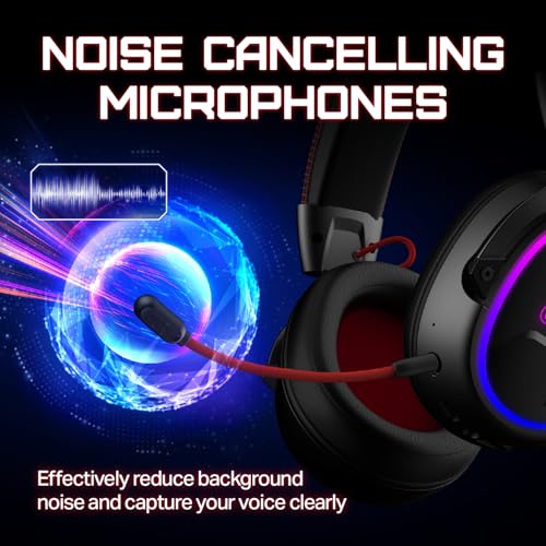 OXS Storm G2 Wireless Gaming Headsets, 7.1 Virtual Surround Sound, 3 EQ Modes, 2.4G Low Latency, 50mm Driver, 40H Playtime, RGB Light, Bluetooth 5.3, Compatible with PC, Console, Mobile, Black - color: Black