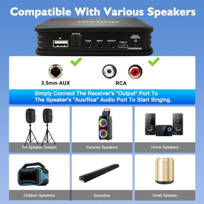 Wireless Microphone System for Karaoke TV and AUX Speaker