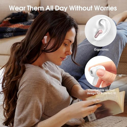 Wireless Earbuds, Bluetooth 5.4 Headphones HiFi Stereo, Bluetooth Earbuds | With ENC Noise Cancelling Mic, IP7 Waterproof in Ear Earphones, 48H, LED Display Ear buds for Pad Phones Workout, Rose Gold - color: Rose Gold