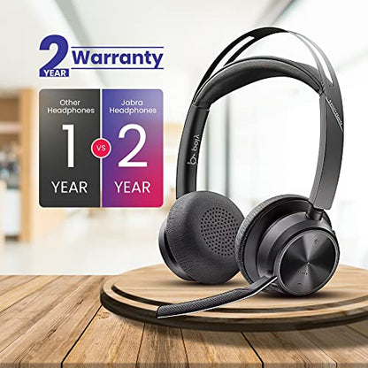 Poly Plantronics Voyager Focus 2 UC Bluetooth Stereo Headset with Charging Stand, USB-C/A Adapters, Connects to Teams, Zoom and All Leading UC Platforms, Pairs to Both Laptop and Cellphone, GTW Cloth - color: Stand-USB C, style: Focus 2-Standard
