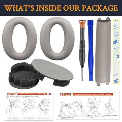 SOULWIT Replacement Kit for Sony WH-1000XM2 (WH1000XM2) & MDR-1000X (MDR1000X) Headphones, Ear Pads Cushions + Headband Replacement Headstrap Pad Repair Part - Gold - color: Gold