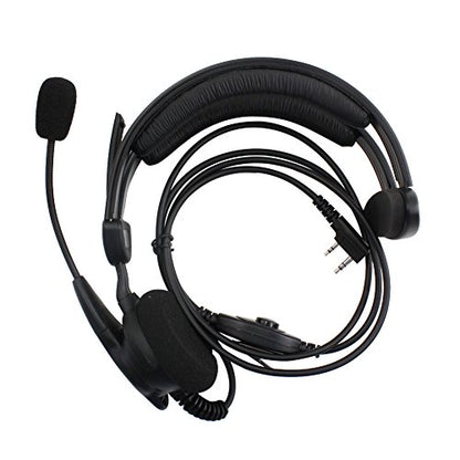 Advance Adjustable Overhead Earpiece Headset Boom Mic Microphone Noise Cancelling for 2-pin Kenwood Nexedge Hytera Puxing Wouxun Radio