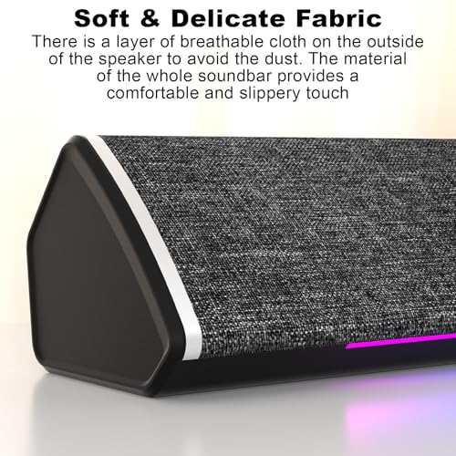 SOULION USB-Powered Wired Bluetooth Computer Speakers for PC Desktop | USB Plug & Play, 5 Dynamic RGB LED Lights Modes, for Desktop, Laptop, Office, Work, Music & Gaming - color: Black