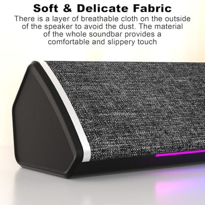 SOULION USB-Powered Wired Bluetooth Computer Speakers for PC Desktop | USB Plug & Play, 5 Dynamic RGB LED Lights Modes, for Desktop, Laptop, Office, Work, Music & Gaming - color: Black
