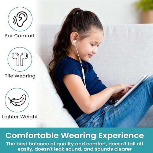 TRON Wired Headphone with Aux & Type-C & Lightning Connector, Microphone, Noise-Isolating, (Earbuds with AUX and Mic - Carrying case Included TR70) - style: Earbuds with AUX and Mic - carrying case included TR70