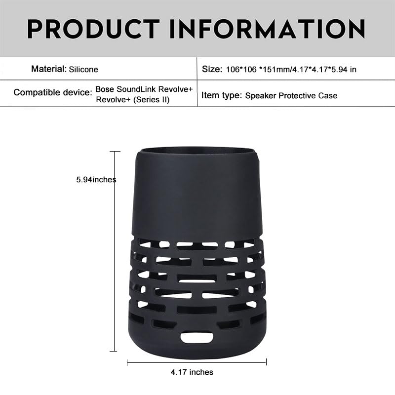 Flexible Silicone Case Compatible with Bose Soundlink Revolve+ Plus Speaker | Protective Cover Sleeve intended for Soundlink Revolve+ (Series II) Bluetooth Speaker