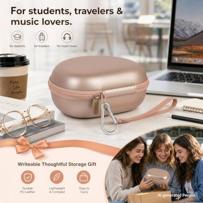 Comecase Headphone Case Compatible with JBL Tune 720BT 770NC, Rose Gold | Hard Shell Travel Storage for Foldable Over-Ear Headphones, with Mesh Pocket for Cables. Case Only, Headphones Not Included - color: Rose Gold