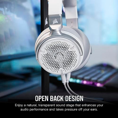 Corsair Virtuoso PRO Wired Open Back Gaming Headset - Detachable Uni-Directional Microphone - 50mm Graphene Drivers - 20Hz-40 kHz Frequency Response - White - color: White
