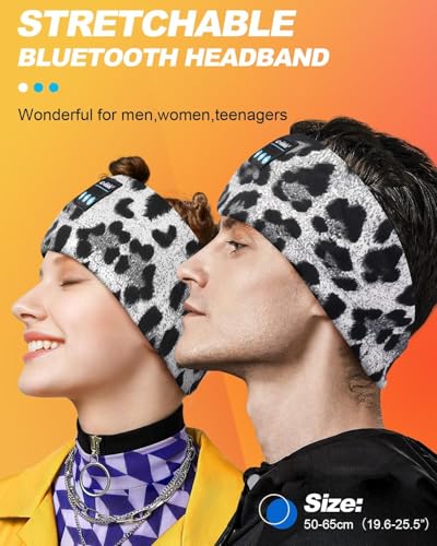 LC-dolida Sleep Headphones Bluetooth, Headband Headphones Earphones Wireless, Sleep Mask for Sleeping, Sports, Gifts, Workout, Jogging, Yoga,Insomnia, Air Travel, Meditation - color: Leopard Print