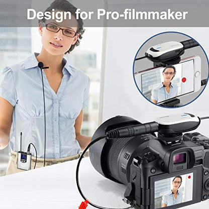 Alvoxcon TG220S Dual Wireless Lapel Mic for iPhone, DSLR Camera, PA Speaker, YouTube, Podcast, Video Recording, Conference, Vlogging, Church, Interview, Teaching