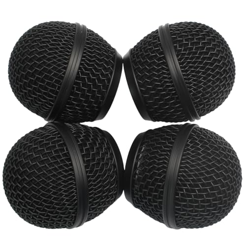 Black Microphone Ball Head, 4PCS | Replacement Steel Mesh Grille Heads, Inner Foam Included, Compatible with SM58 SM58S SM58LC, Compatible with BETA58 BETA58A - color: black